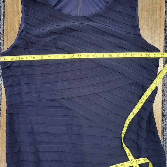 Eliza J. Women's Sheath BodyCon Navy Sleeveless Pleated Dress Size 16W Feminine - Picture 6 of 9